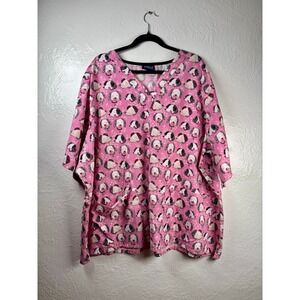 Tafford Scrub Top Womens 3XL Pink Dog Heart Vet Tech Groomer Pediatric Medical